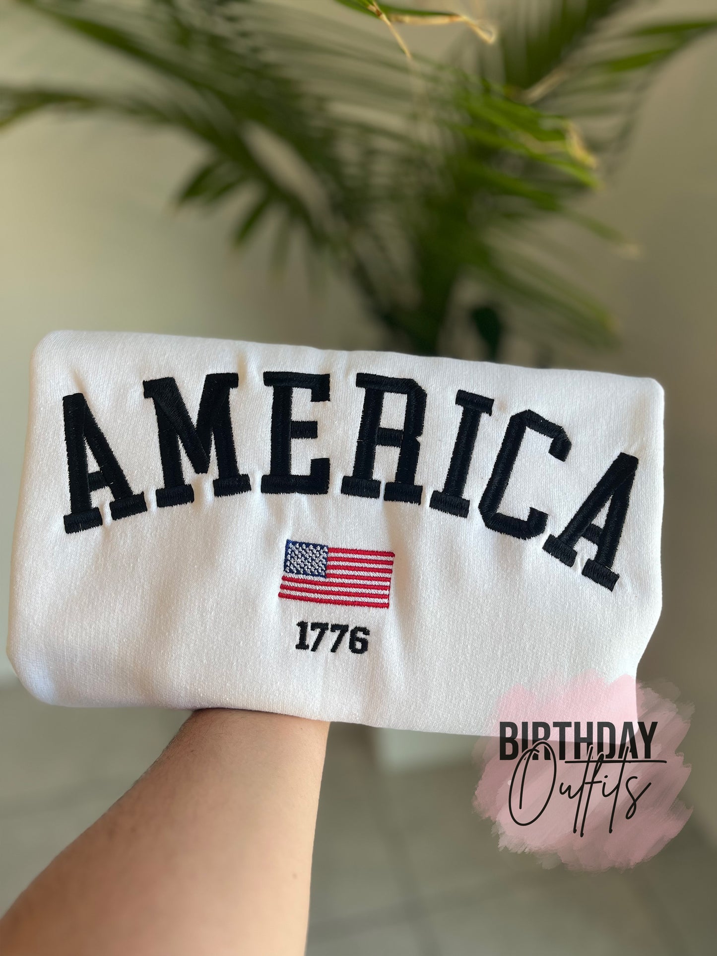 America Embroidered Varsity Sweatshirt, USA sweatshirt, 4th of July Matching Embroidered, Independence Day, United States America shirt