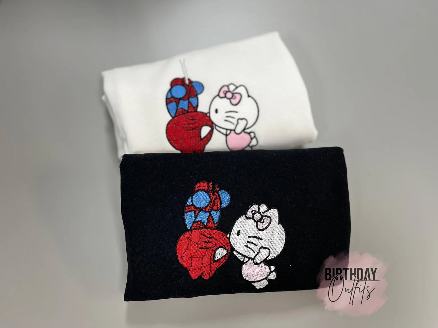 Cute Spider Cat Matching Valentine's Day Embroidered Sweatshirts, Couple Matching Sweatshirts, Best Valentine's Gifts