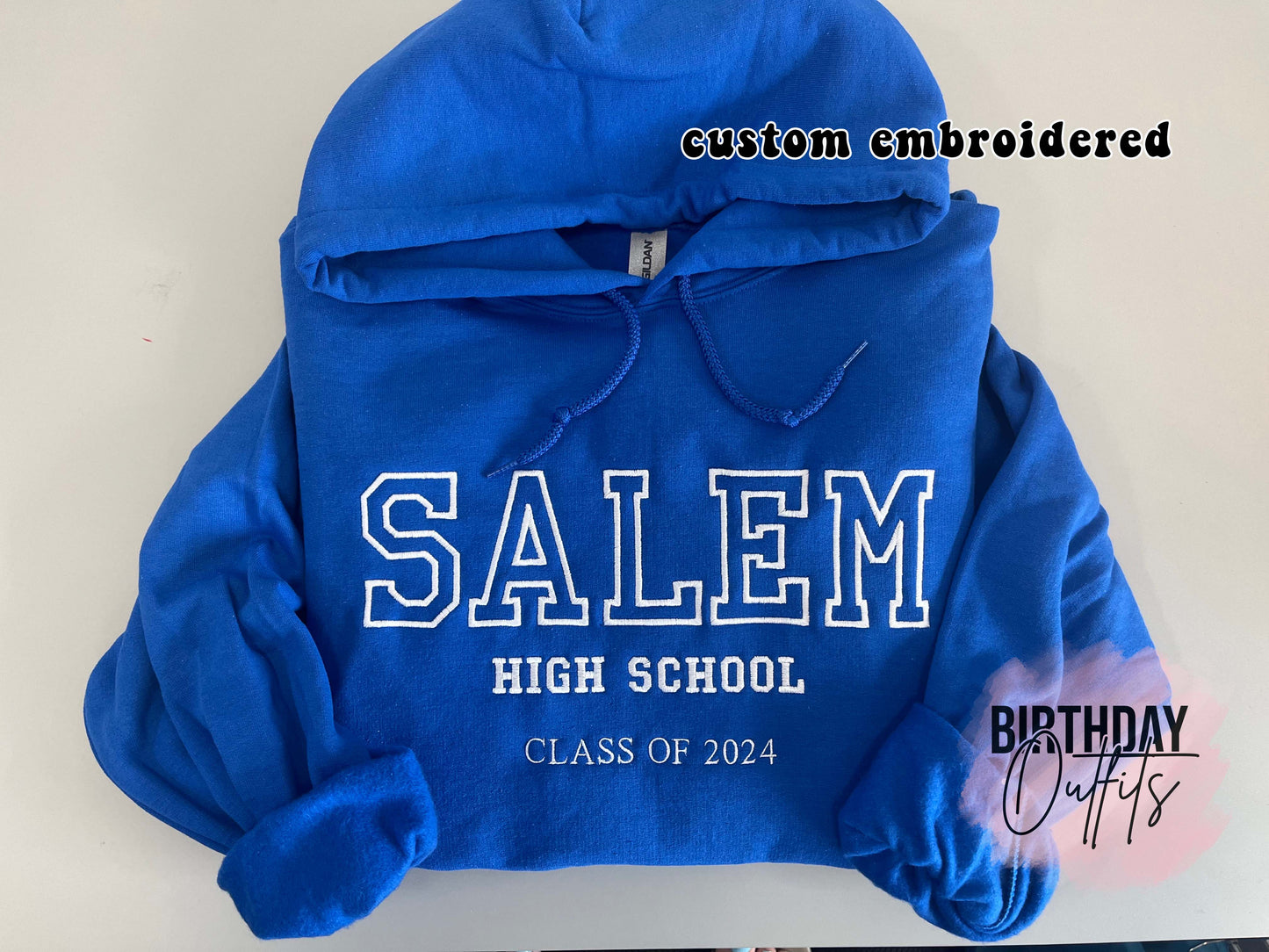 Custom Embroidered Varsity Hoodie - Embroidery Hoodie- Custom Embroidery - Personalized Hoodie- Embroidered Hoodie