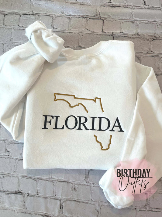 Florida Embroidered Sweatshirt, Florida crewneck, Florida embroidery, States and cities shirts, Florida sweatshirt, best gifts