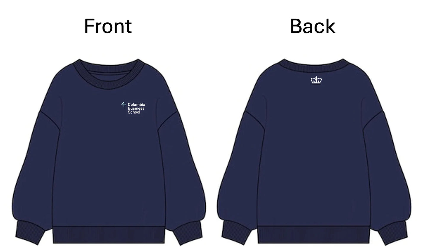 COLUMBIA  BUSINESS SCHOOL Embroidered Crewneck Left and Back Design