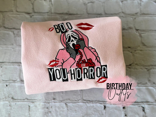 Boo your Horror Halloween embroidered sweatshirts, Halloween crewneck, Horror shirts, embroidered sweatshirt