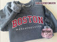 Boston Massachusetts Embroidered Varsity Crewneck, Embroidery Crewneck, Embroidered Sweatshirt, university sweaters, personalized sweatshirt