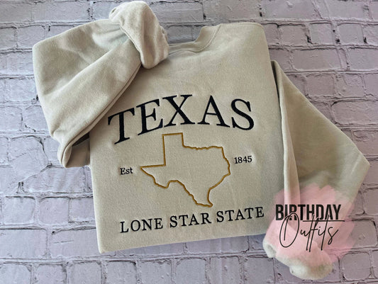 Texas Embroidered Sweatshirt, Texas crewneck, Texas embroidery, States and cities shirts, Texas sweatshirt, Texas gifts