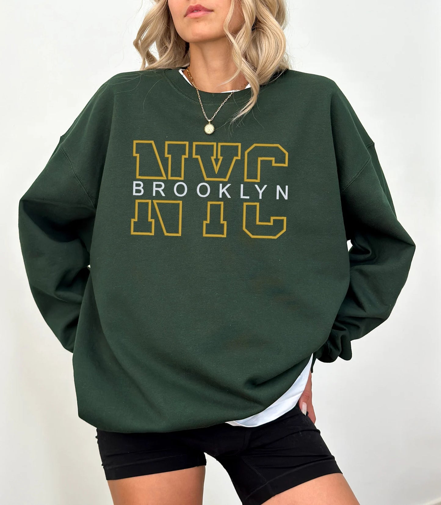 NYC Brooklyn Embroidered Sweatshirt, New York city crewneck, NYC embroidery crew, States and cities shirts, Brooklyn embroidery sweatshirt