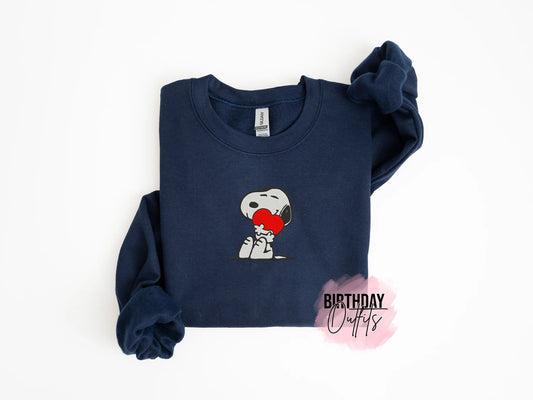 Cute Dog Valentine's Day Embroidered Sweatshirts, Couple Sweatshirts, Best Valentine's Gifts