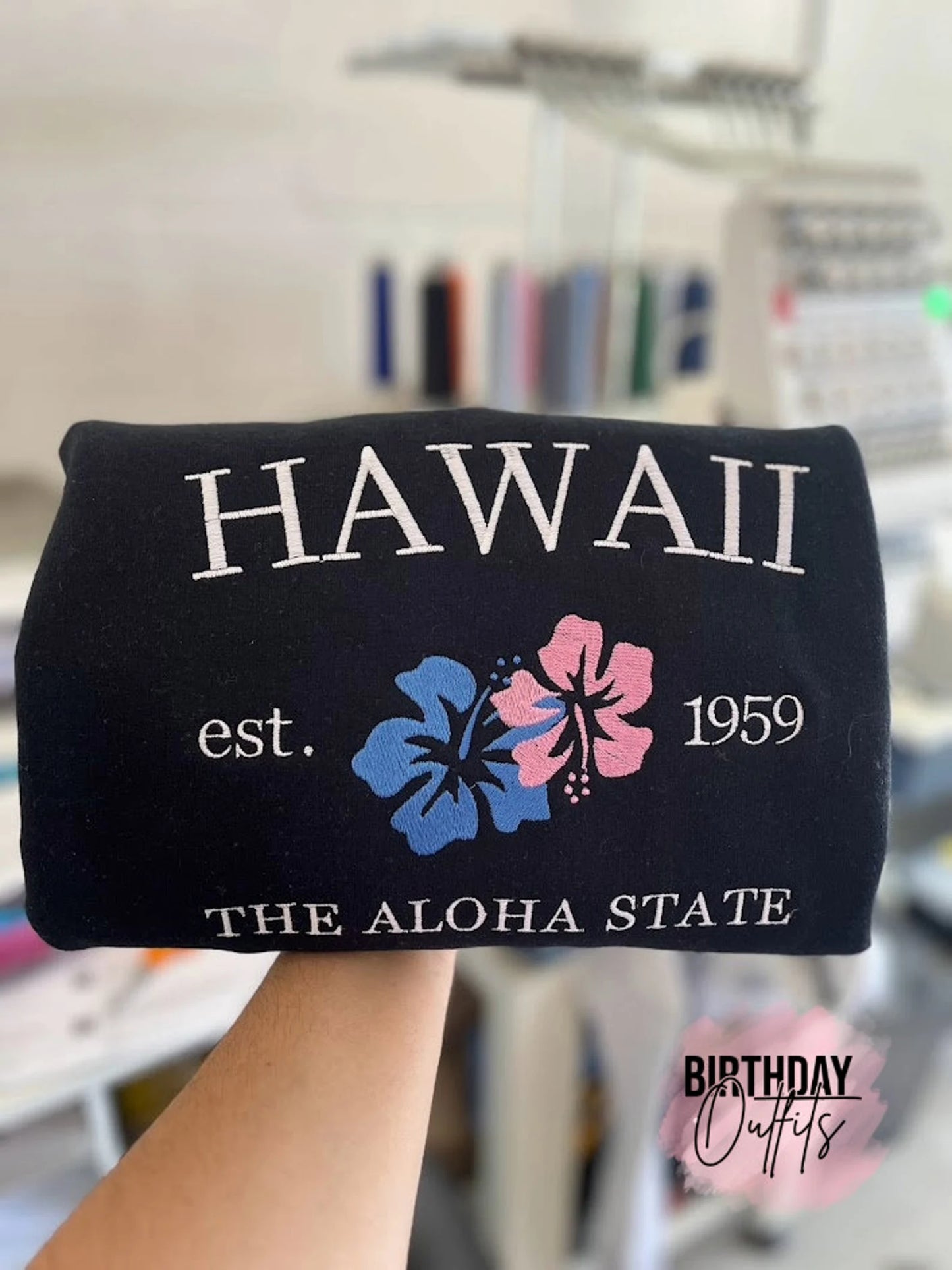 Hawaii Embroidered Sweatshirt, Hawaii crewneck, Hawaii embroidery, States and cities shirts, Hawaii sweatshirt, aloha state crew