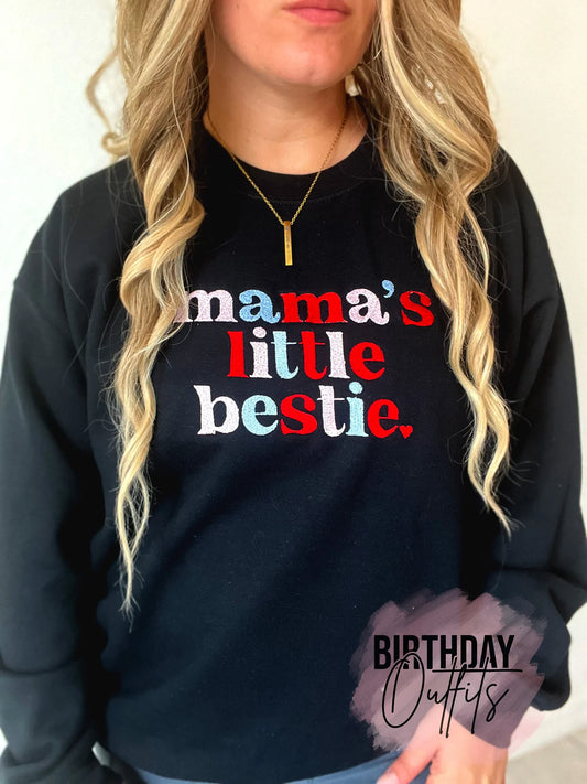 Mama's Little Bestie Embroidered Crewneck - Embroidery Crewneck - Best Mom Gifts - MAMA Sweatshirt - Moms Club Sweatshirt