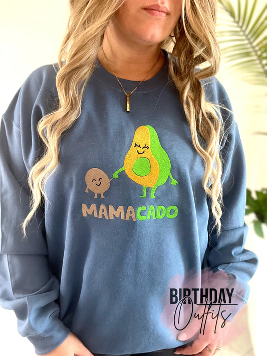 Mamacado Funny Embroidered Crewneck - Embroidery Crewneck - Best Mom Gifts - MAMA Sweatshirt - Moms Club Sweatshirt