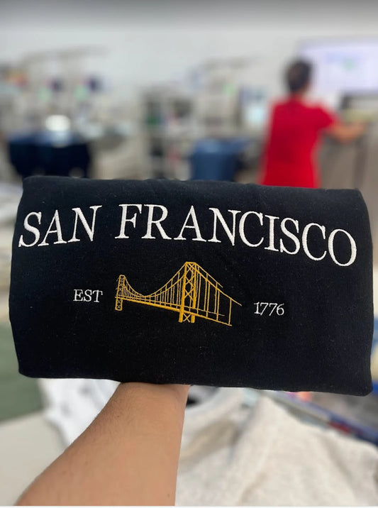 San Francisco Embroidered Sweatshirt, San Francisco crewneck, San Francisco embroidery, States and cities shirts, San Francisco sweatshirt