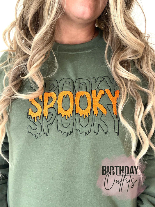 Spooky Stacked Embroidered sweatshirt, Halloween Embroidered, Halloween Spooky Vibes Embroidered,Spooky, Ghost, halloween shirt