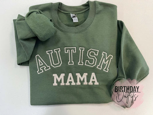 Embroidered Autism Mama Sweatshirt, Embroidered mama Crewneck, Personalized Gifts, Personalized Sweatshirt, Crewnecks for Women, Mom gifts