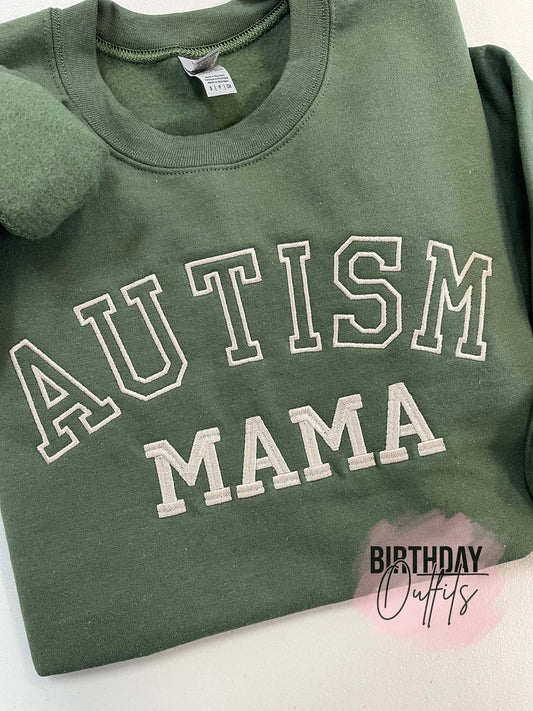 Embroidered Autism Mama Sweatshirt, Embroidered mama Crewneck, Personalized Gifts, Personalized Sweatshirt, Crewnecks for Women, Mom gifts