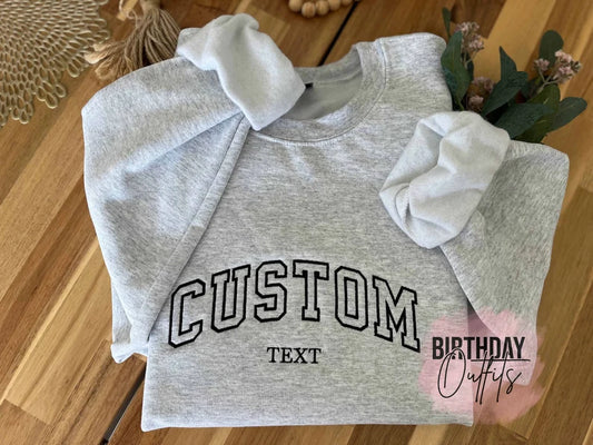 Custom Embroidered Varsity Crewneck 18000 - Embroidery Crewneck- Custom Embroidery - Personalized Sweatshirt - Embroidered Sweatshirt, mom gift